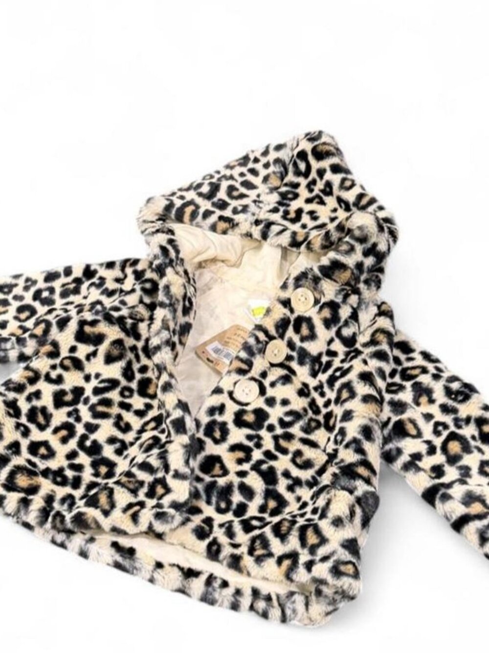 Darling 6-12 Months Baby Girl Leopard Print Faux Fur Jacket